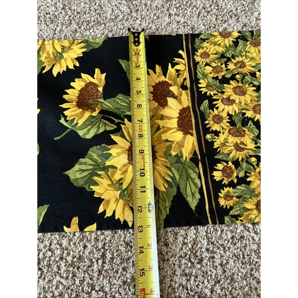 April Cornell SUNFLOWERS Table Runner with Black Background and Border 13x70